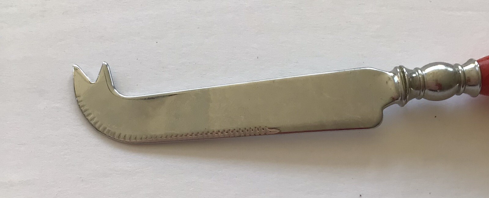Decorative Cheese Knife With Accent Handmade Polymer Clay Bead Silver Tone 8”