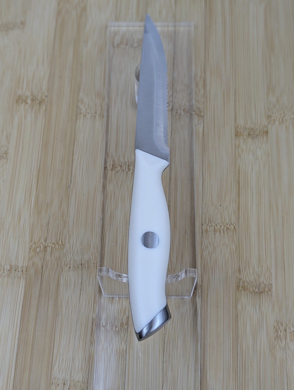 HUUSK Japan 4.5-in STEAK Knife w/ HIGH-CARBON Steel Blade w/ WHITE Handle, NEW
