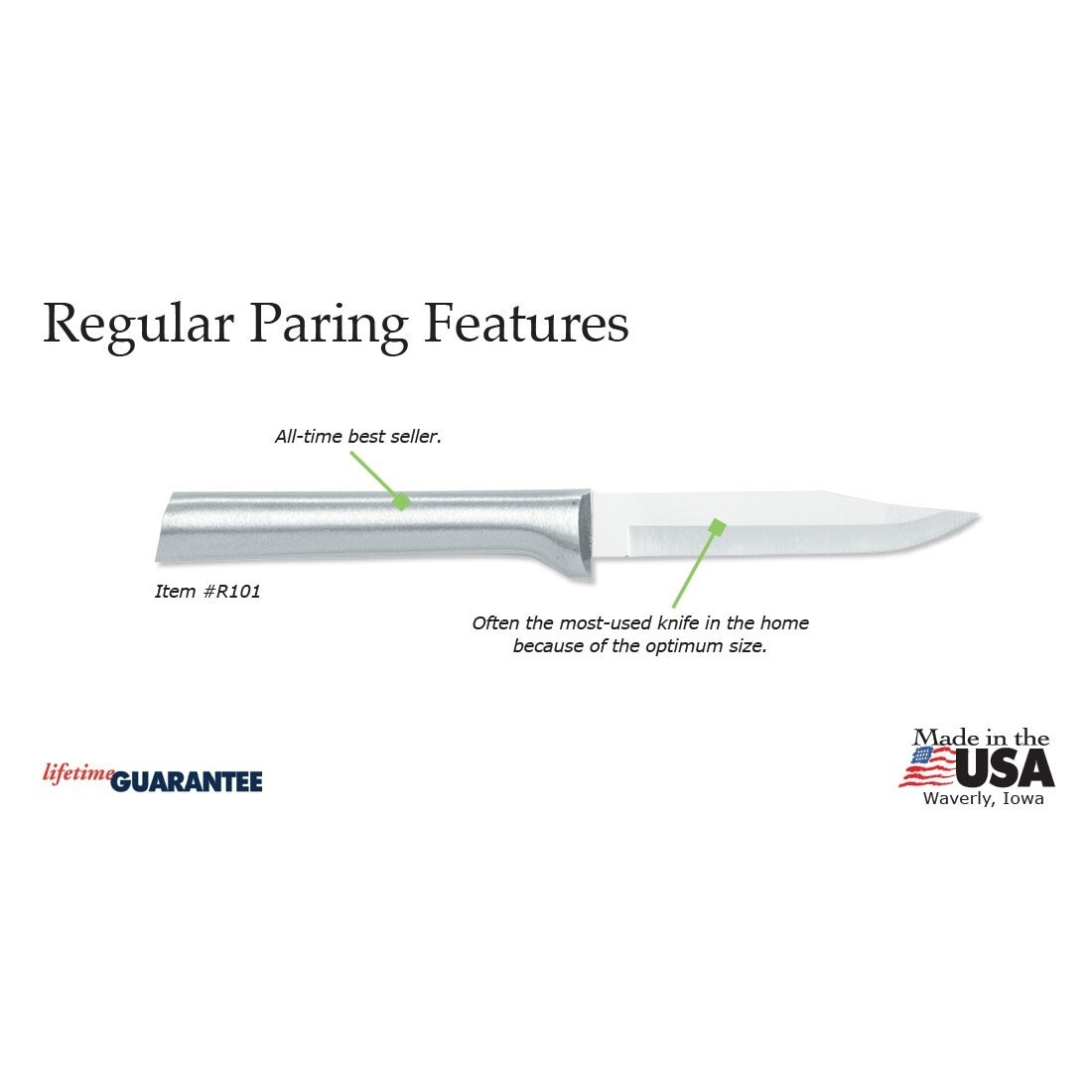 Rada Cutlery Regular Paring Knife Left & Right hand USA made Sharp NEW Seal Card