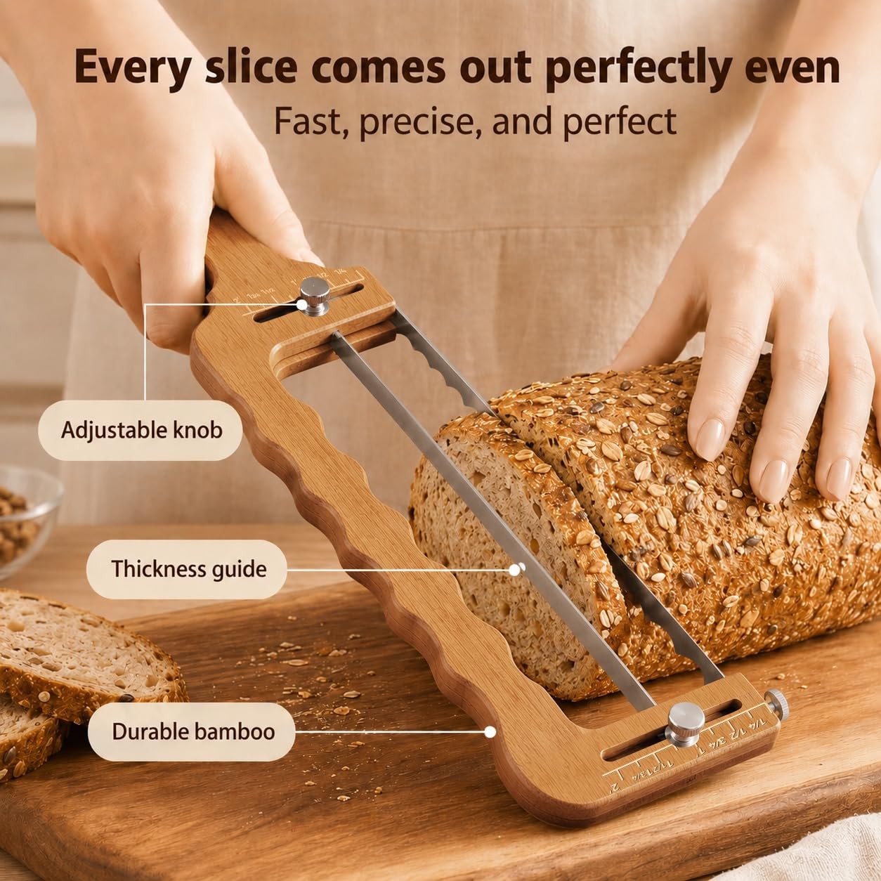 Adjustable Bread Slicer,Bread Knife For Homemade Bread,Bread Cutter for Sourd…