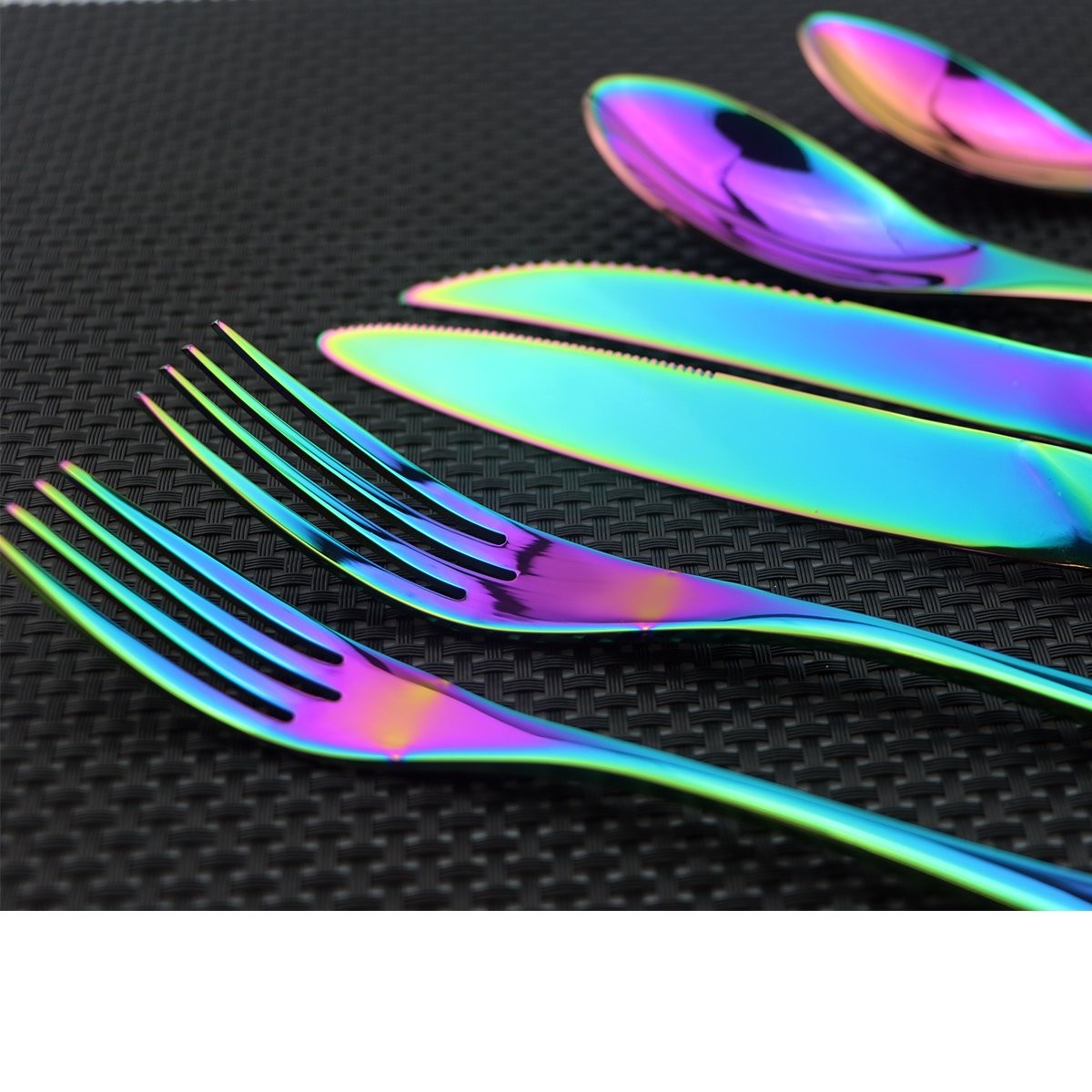 Flatware Set 18/10 Stainless Steel Mirror Polished Rainbow Colorful Cutlery -…