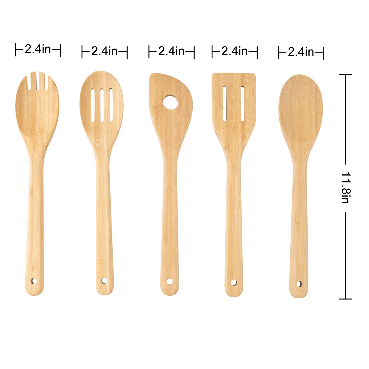 5 Pack Bamboo Spoons Mainstays Essential Kitchen Cooking Tools