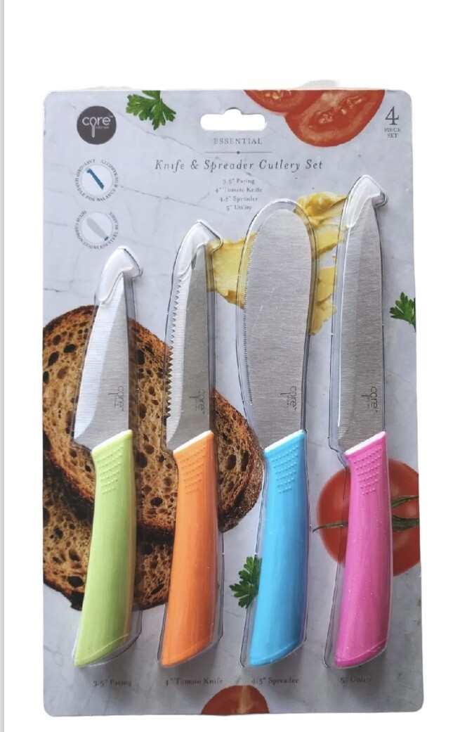 CORE Kitchen Essentials 4-Pc. Knife Set, Tomato, Utility,Paring Knife w/Spreader