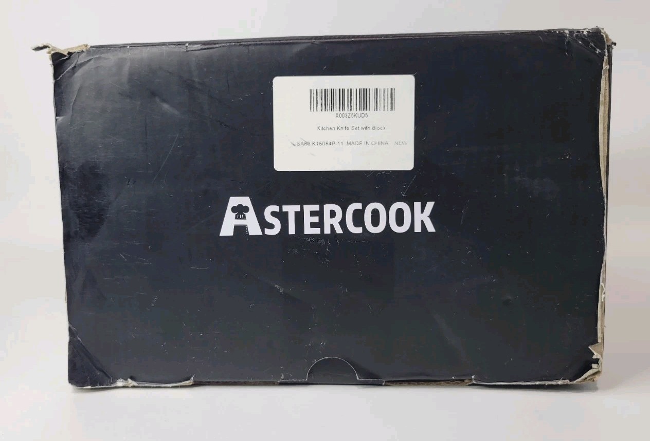 Astercook A60.K15064P Black 15 Pieces All-In-One Kitchen Knives Set