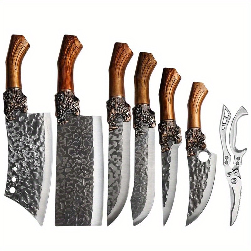 7Pcs Professional Kitchen Knife Set Handmade Forged Stainless Steel Ultra Sharp