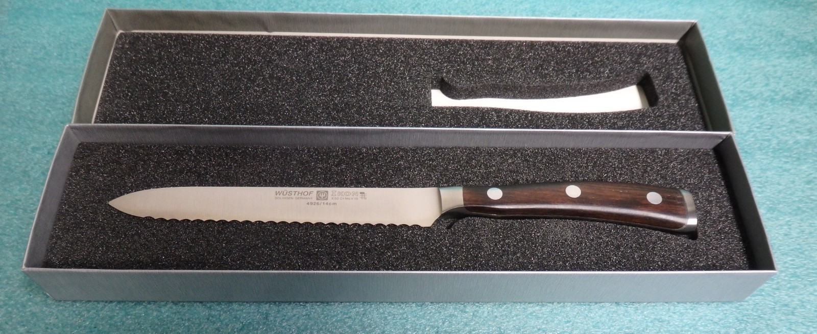 Wusthof IKON blackwood 5″ Utility Knife Serrated 4926 / 14cm