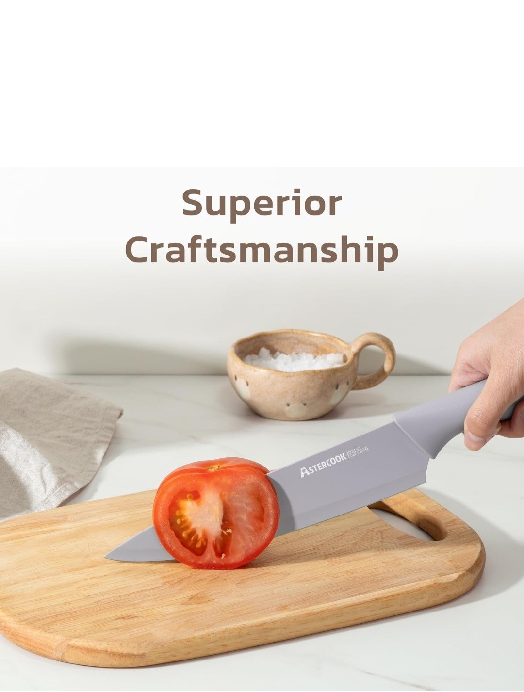 AsterCook Multicolor Kitchen Knife Set, High Carbon Steel, Dishwasher Safe, 6 Pc