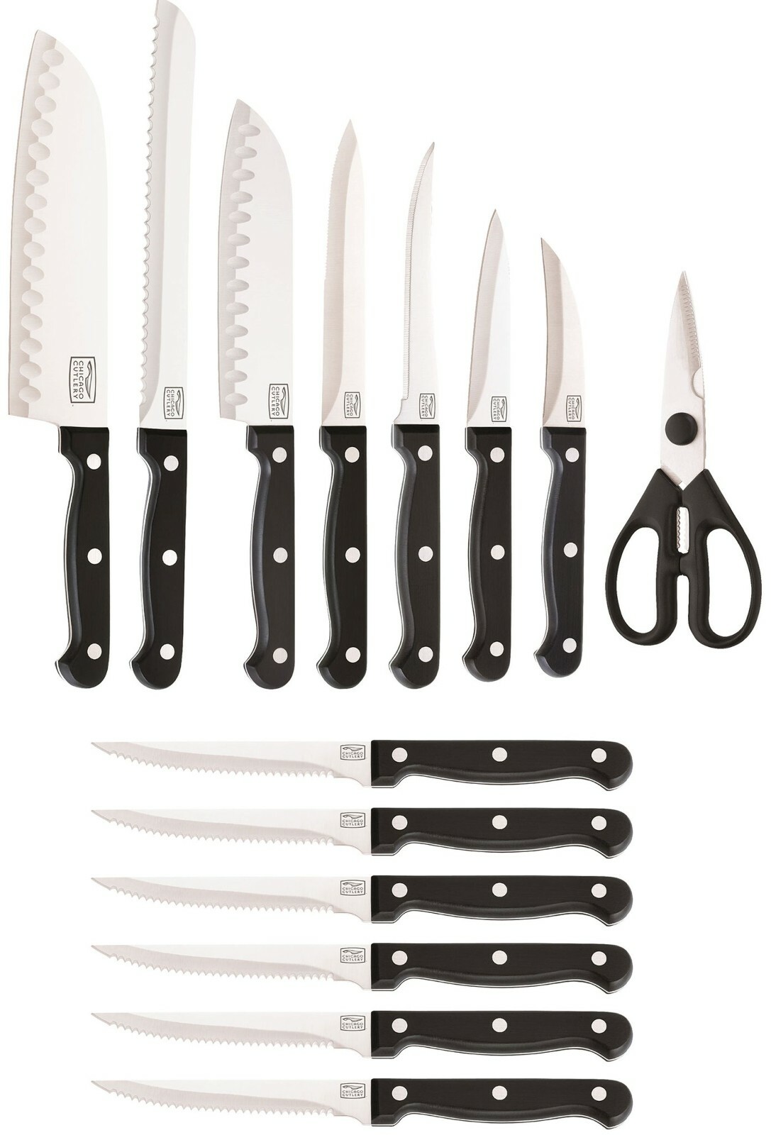 Chicago Cutlery Essentials Set Fixed Knife Carbon Steel blade Polymer Handle