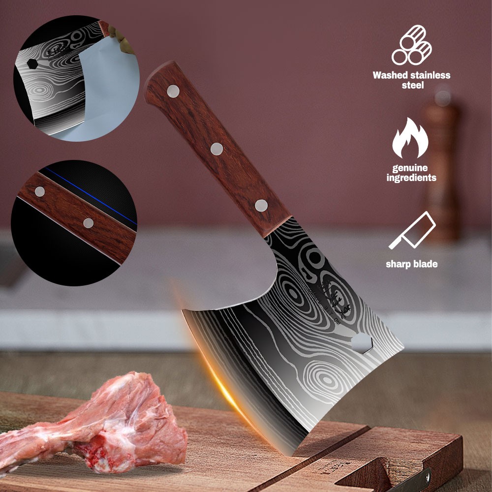 Meat Cleaver Butcher Knife Heavy Duty Stainless Steel Bone Chopper Cutting Axe