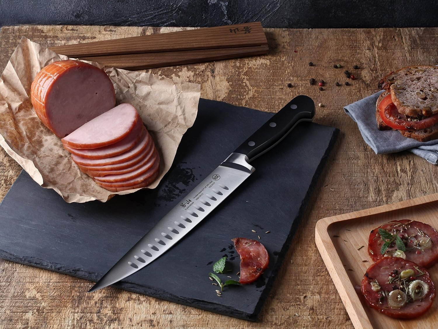 Cangshan TV2 Series Swedish Steel Forged Carving Knife 9-Inch with Wooden Sheath