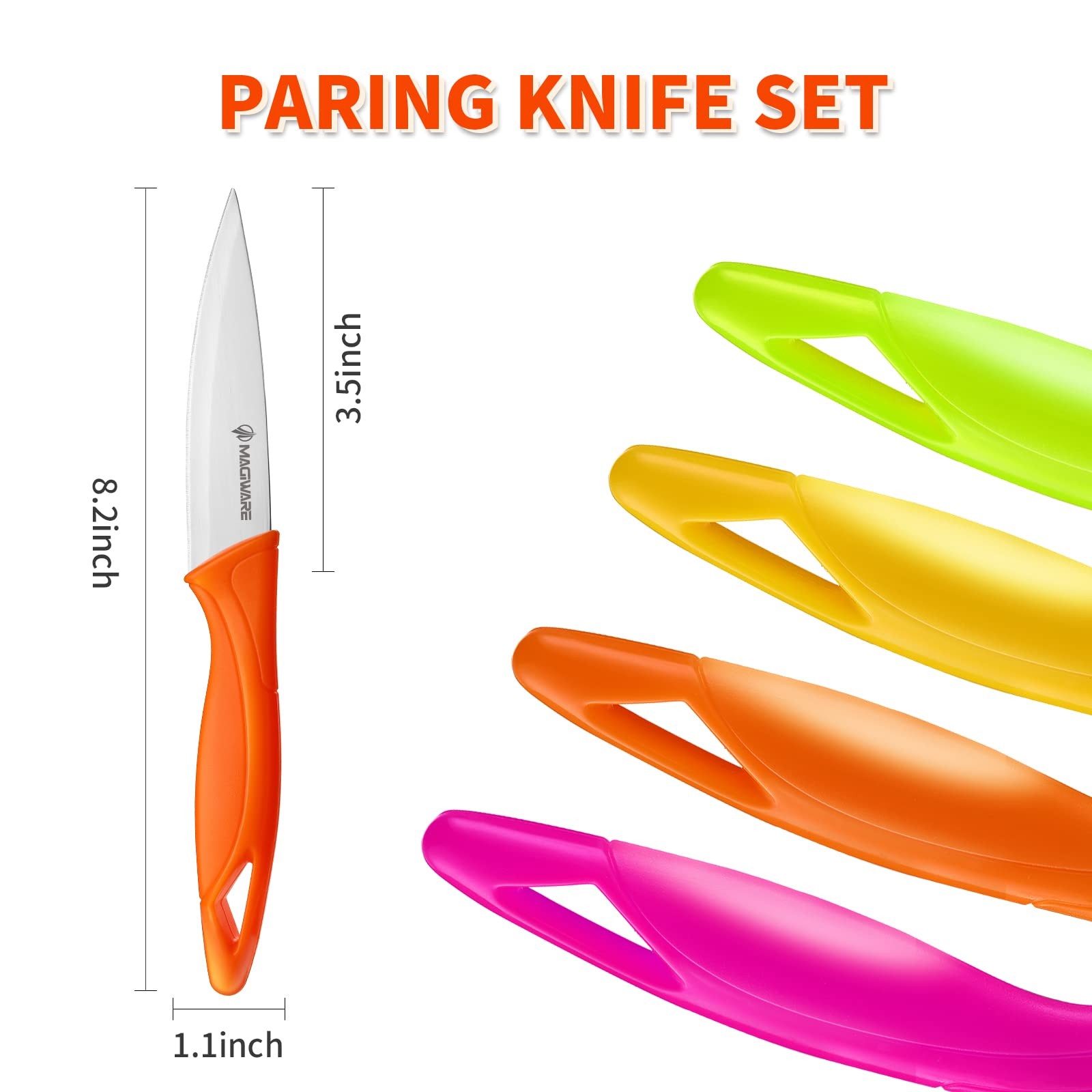 Magiware Paring Knife, 8PCS Paring Knife Set with Cover, Small Kitchen Vegeta…