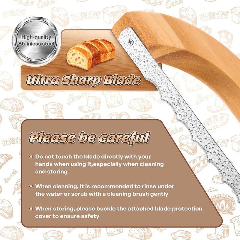 Ergonomic 14.5” Bread Knife Sourdough Baker’s Knife Serrated Cutter All Breads