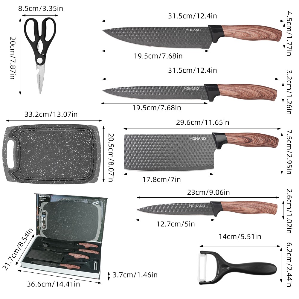 7PCS Kitchen Knife Set Japanese Damascus Chef Knives Cleaver Set With Gift Box