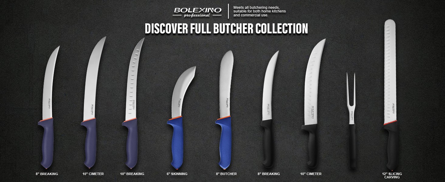 8 Inch Curved Breaking Butcher Knife With Ergonomic Handle, Good Sharpness For