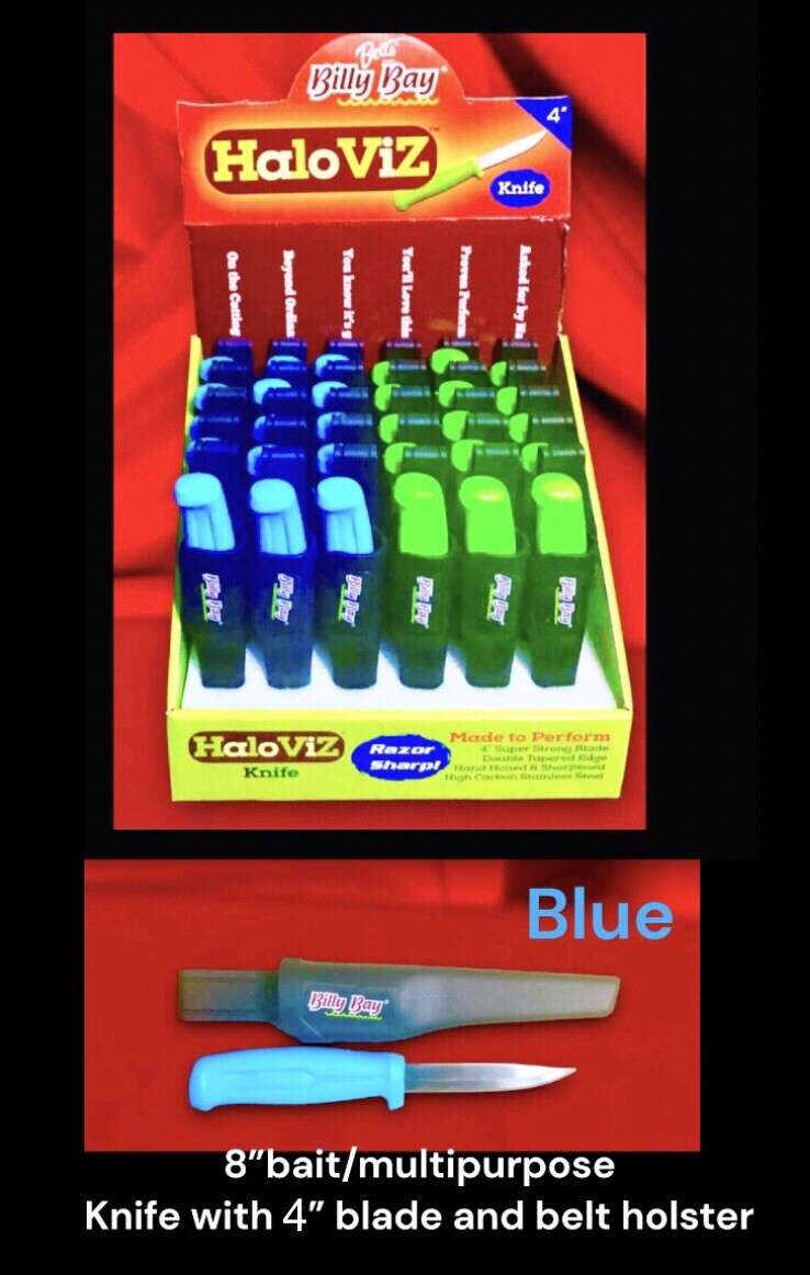 Hiviz Razor Sharp 8” KNIFE (4″ BLADE)+ Holster HIGH CARBON STAINLESS STEEL, Blue