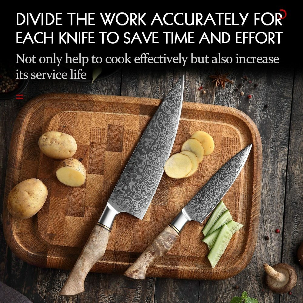 2PC Kitchen Knife Set Chef 67 Layer Damascus kitchen knives for Qualified Chefs