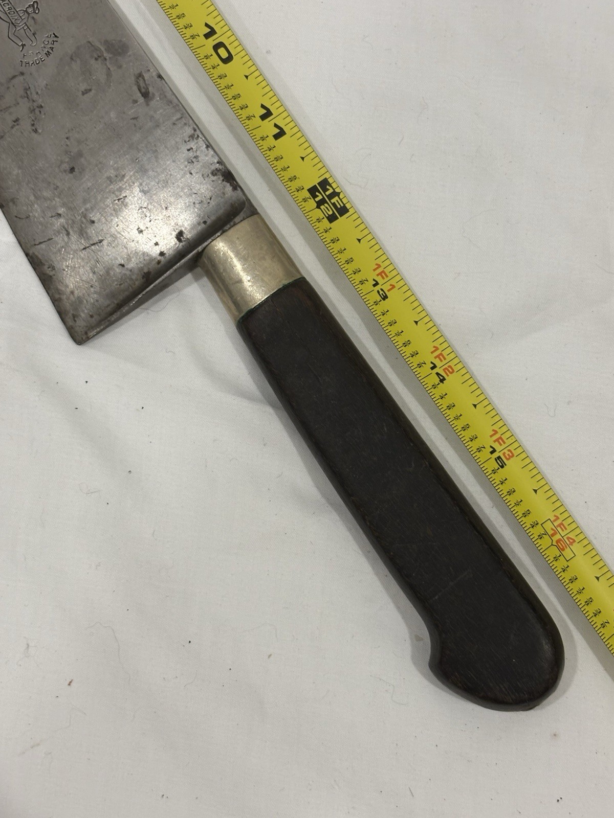 A Lacroix Antique 11.75 Inch Chef Knife Ebony Nogent Carbon Steel