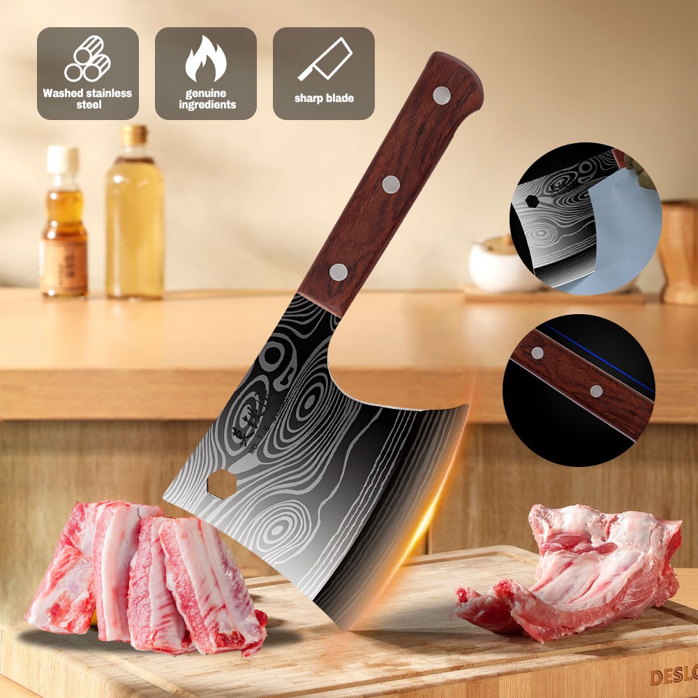 Meat Cleaver Butcher Knife Heavy Duty Stainless Steel Bone Chopper Cutting Axe