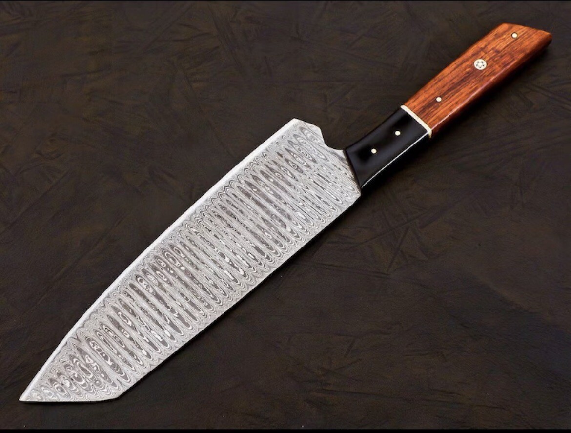 13” Handmade Damascus Steel Chef Knife Hand Forged Japanese Bunka Kitchen Knife