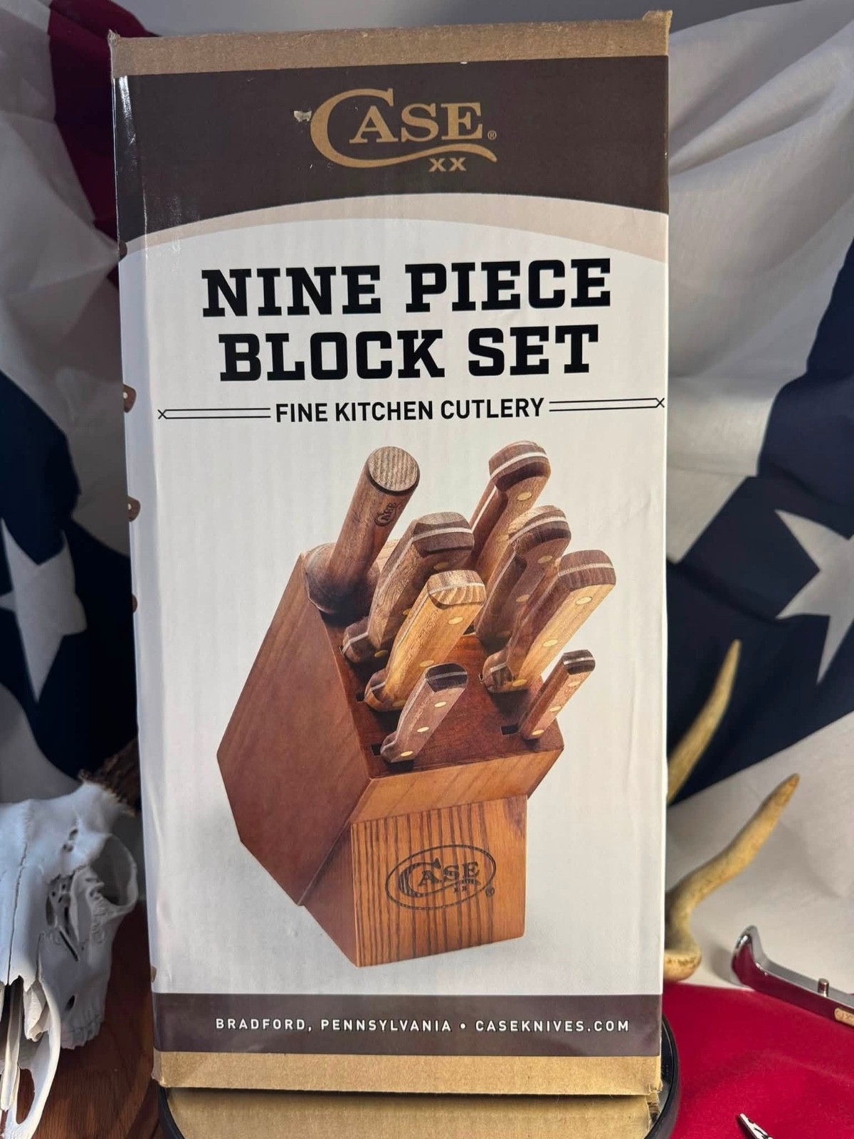 Case XX 10249 9 Piece Household Cutlery Knife Block Set Walnut Handles USA Made