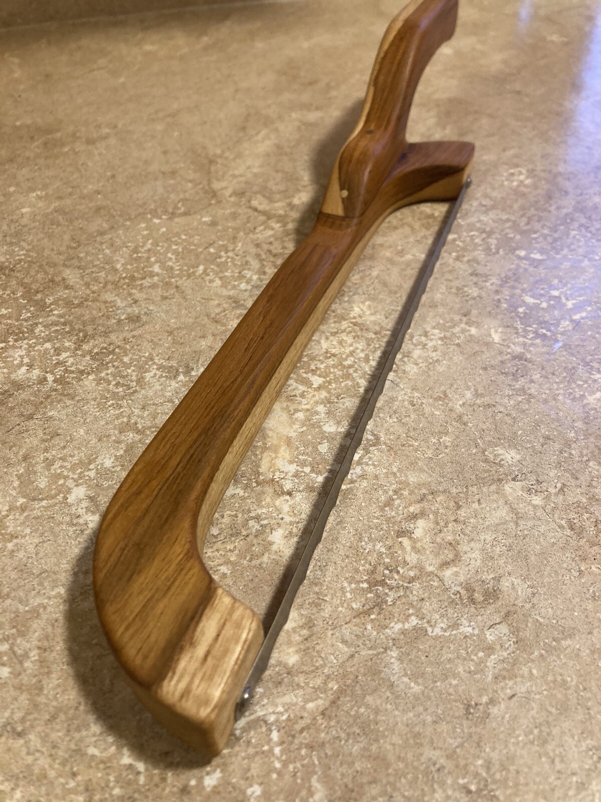 Heirloom Woodcrafts Teak Fiddle Bow Bread Knife