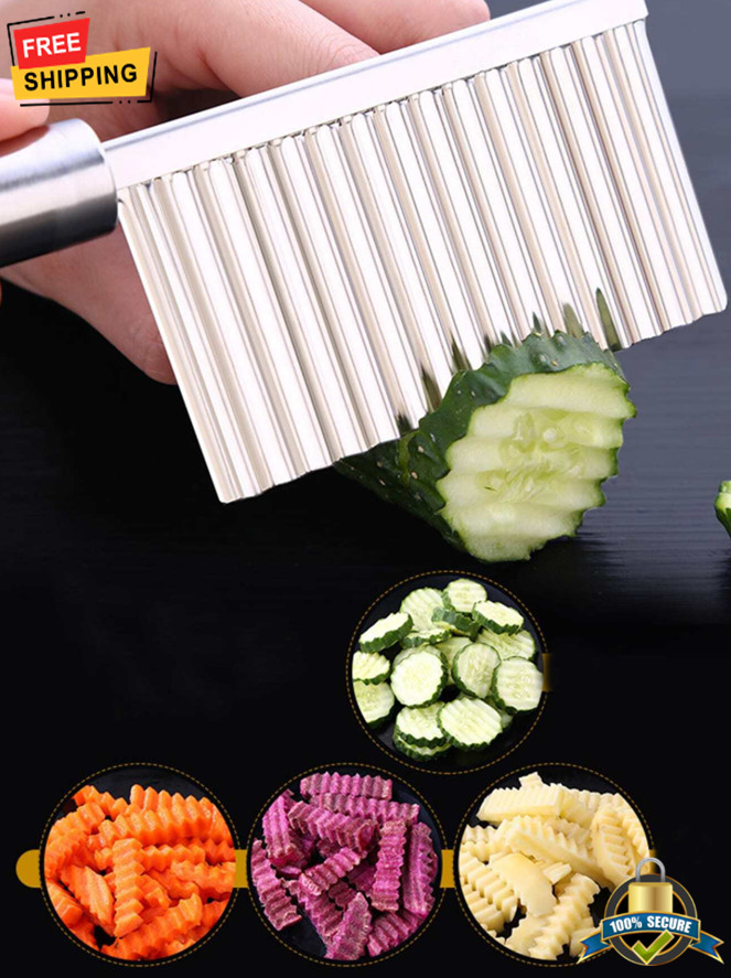 1 pc Stainless Steel Crinkle Cut Knife for Potatoes & Veggies Kitchen Tool