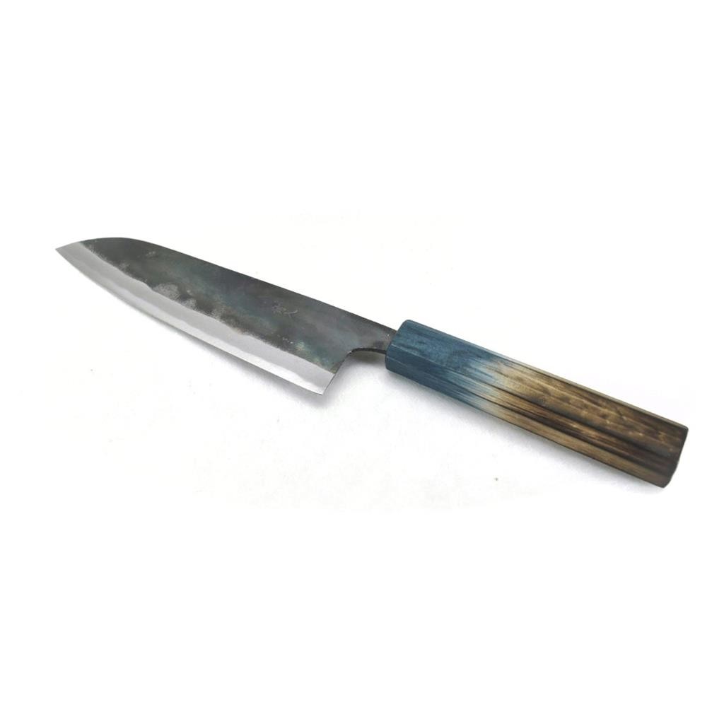Yoshihiro Blue Steel #2 Black Forging RGB Santoku 165 mm/6.5″ Blue Oak Handle