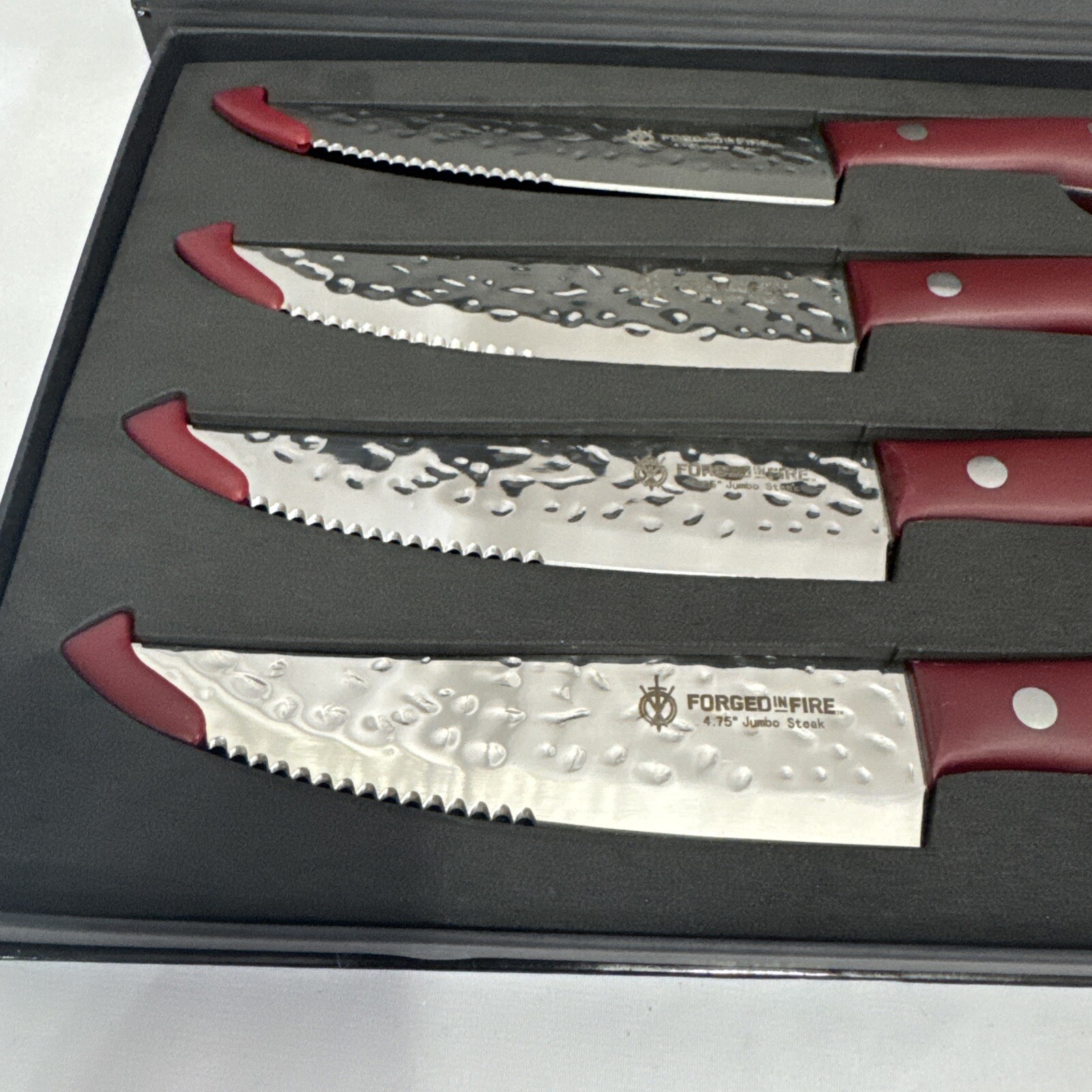 History Forged In Fire 4.75” Jumbo Steak Knife Set Hammered Stainless Steel