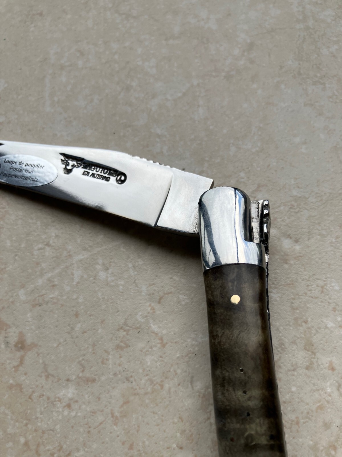 Laguiole En Aubrac Luxury Folding Pocket Knife W/ Poplar Burl Handle, 4.75-In
