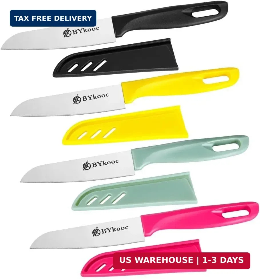 BYkooc 8 pieces Paring Knives (4PCS Peeling Knives and 4PCS Knife Sheath), Ultra