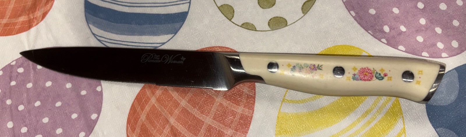 Pioneer Woman Signature Stainless Steel Utility Knife Floral Ivory 5” Blade