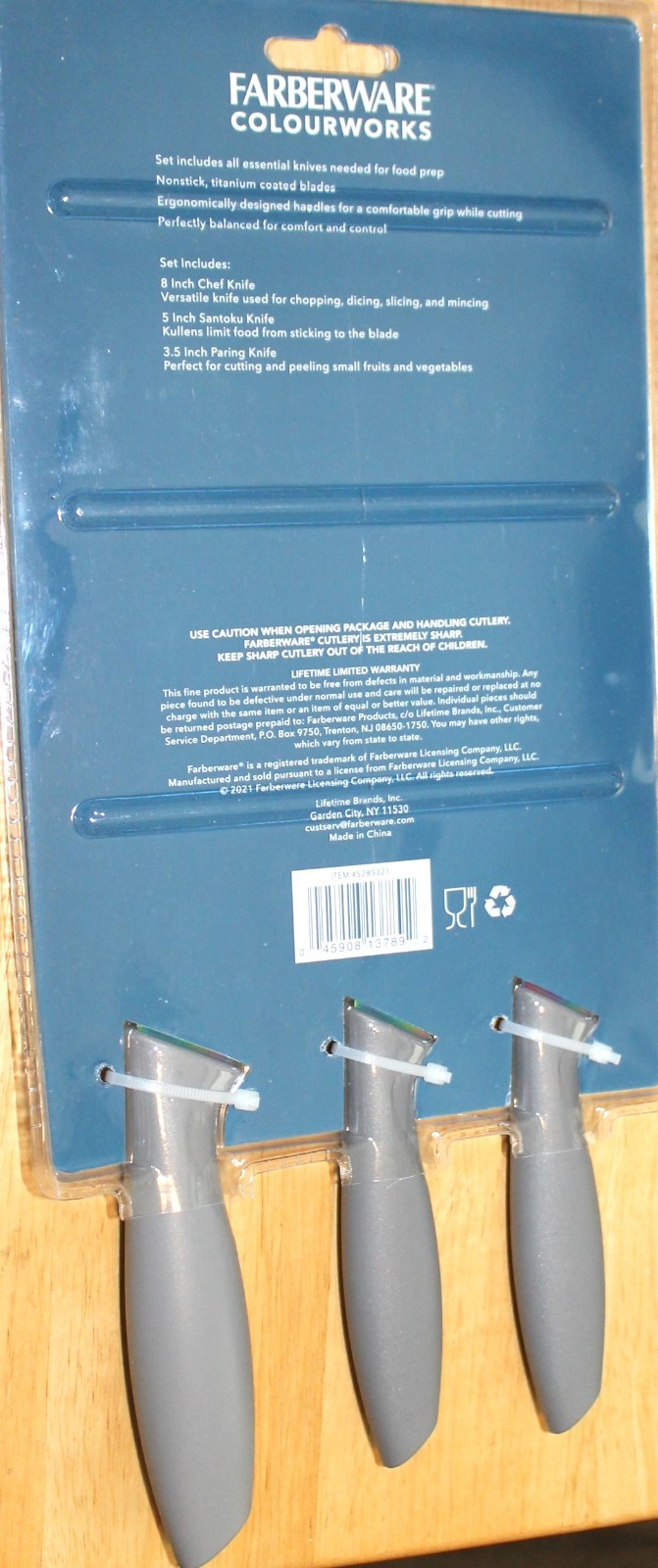 Faberware Colourworks 3 Piece Chef Knife Set NWT
