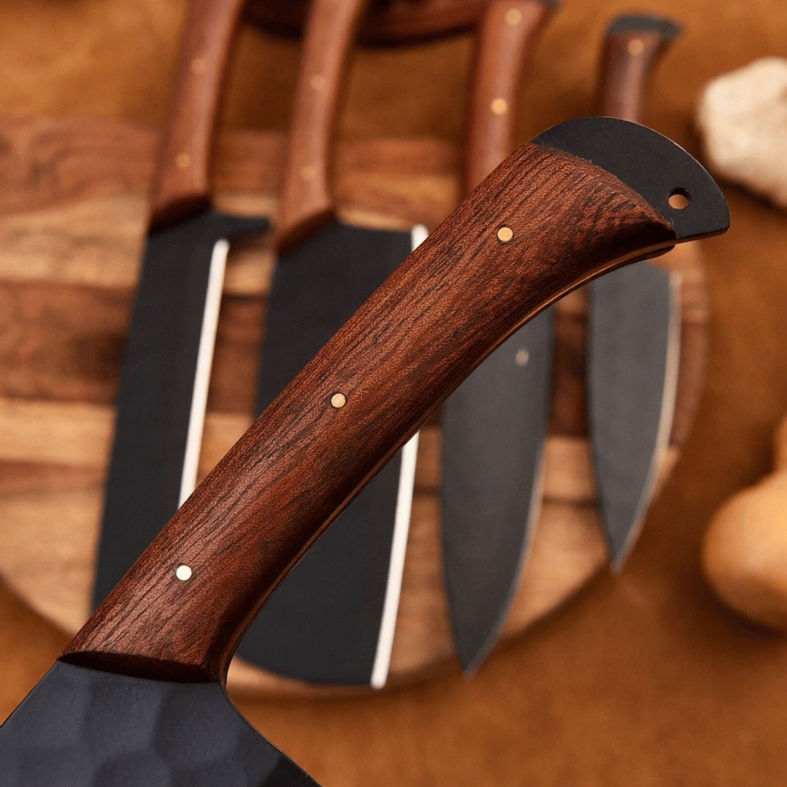 Handmade Matt Black Knives Set 420 Stainless Steel Full Tang Knives, Anniversary