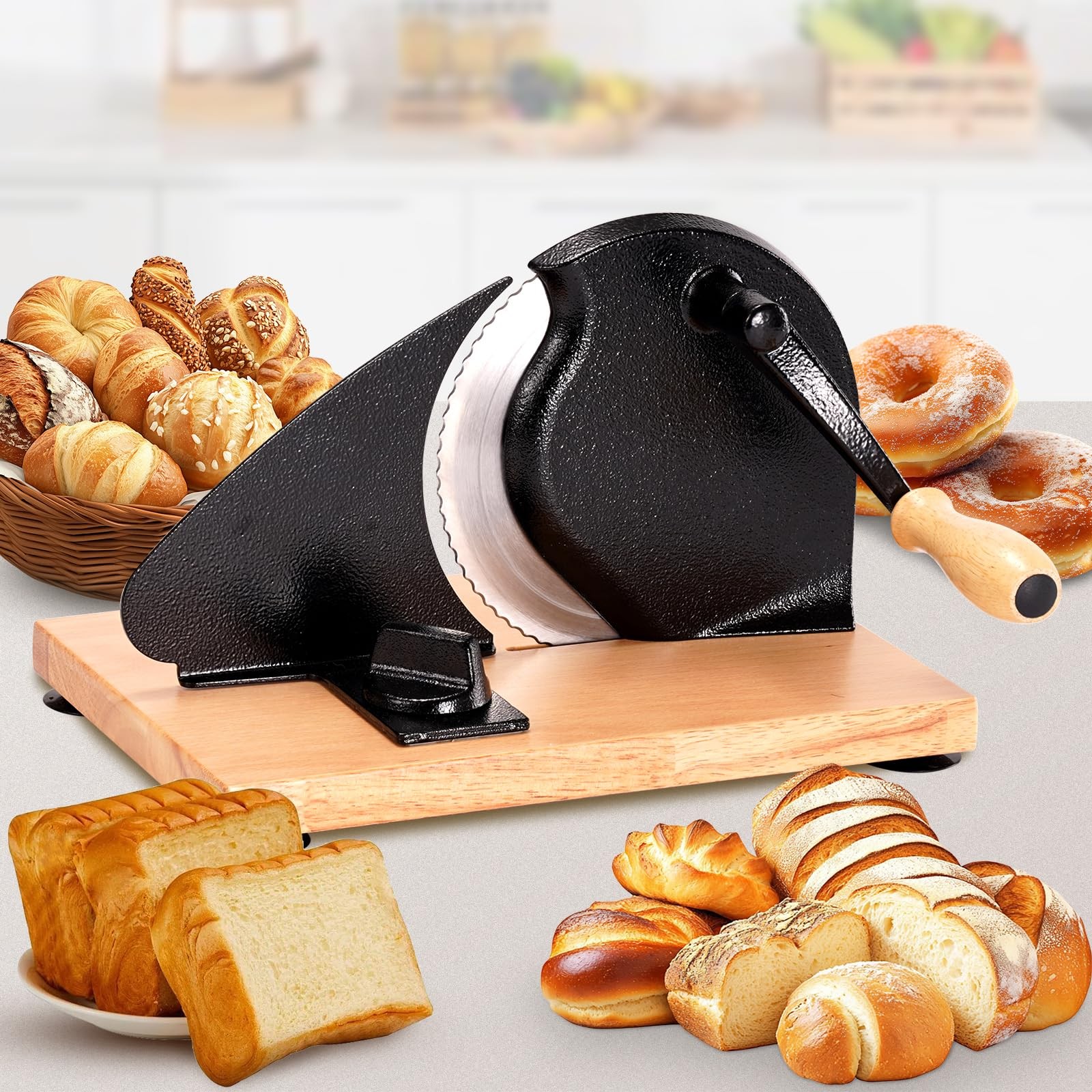 Manual Bread Slicer for Homemade Sourdough Bread – Adjustable Thickness & Eve…