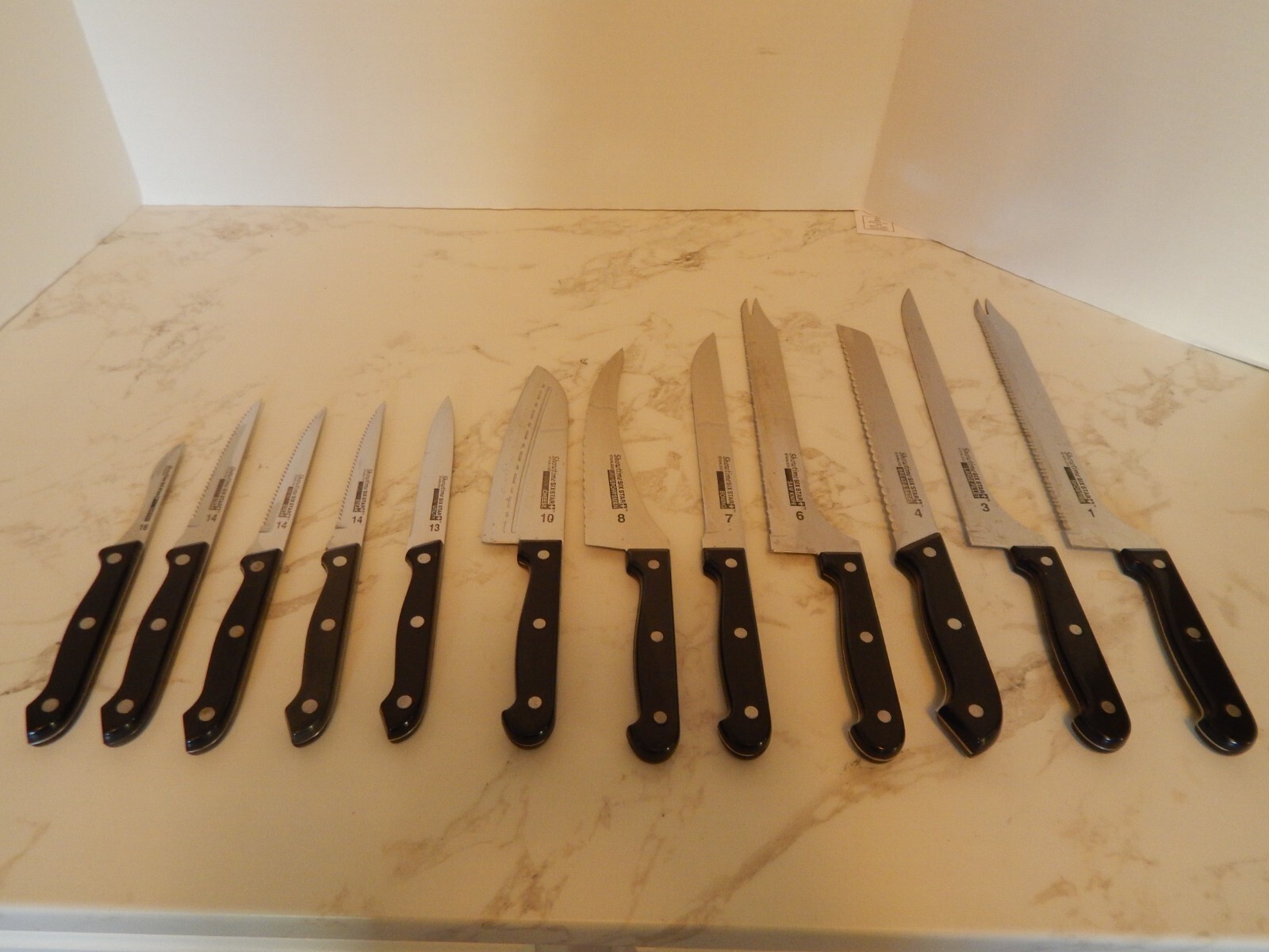 Ronco Showtime Six Star Set Of 12 Knives #1,3,4,6,7,8,10,13,14,16 Stainless