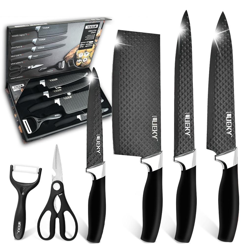 6 PCS Kitchen Knife Set Japanese Damascus Chef Knives Cleaver Set With Gift Box