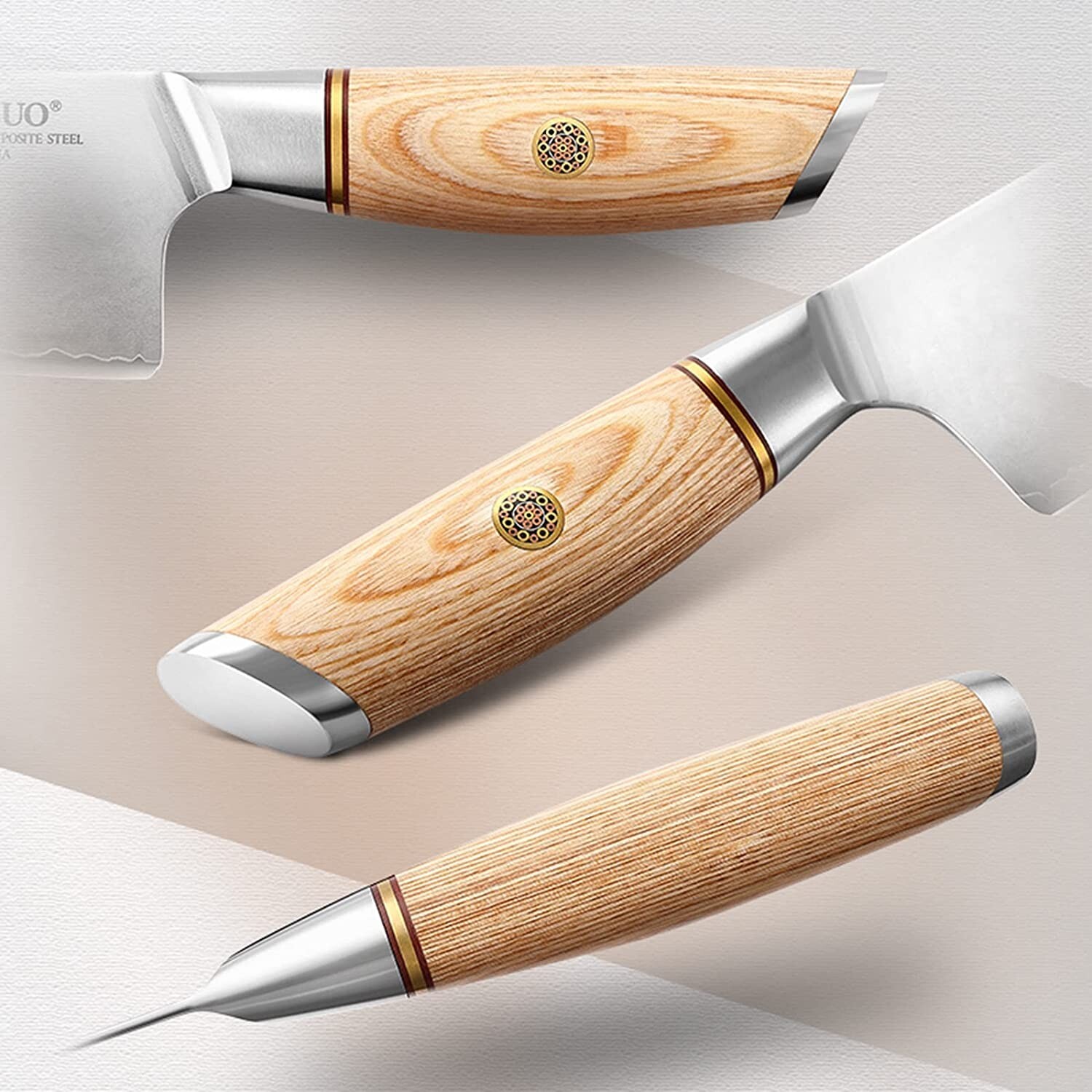 Xinzou B37S 5 Pcs Composite Stainless Steel Kitchen Knife Set Pakkawood Handle