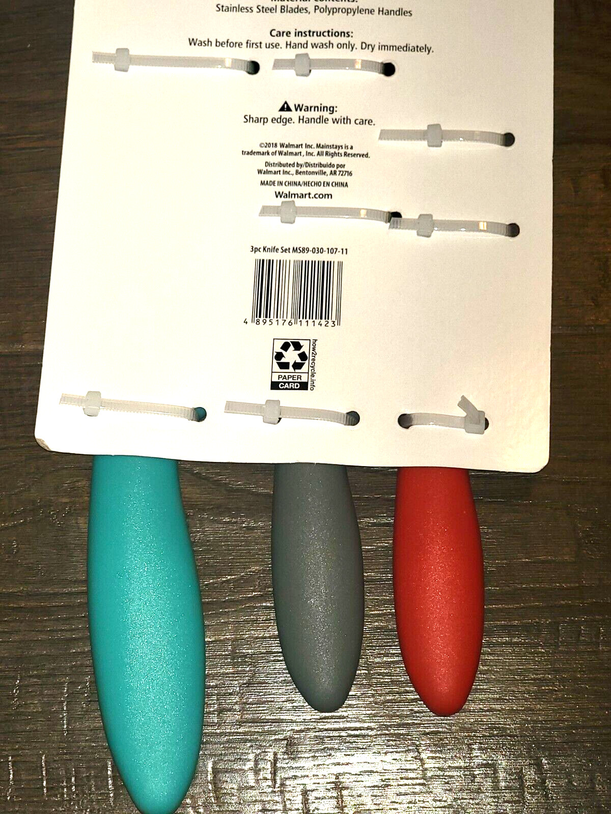 2 sets 3 Pc Stainless Steel Color Knife Set w/ Ergonomic Handles Kitchen Knives