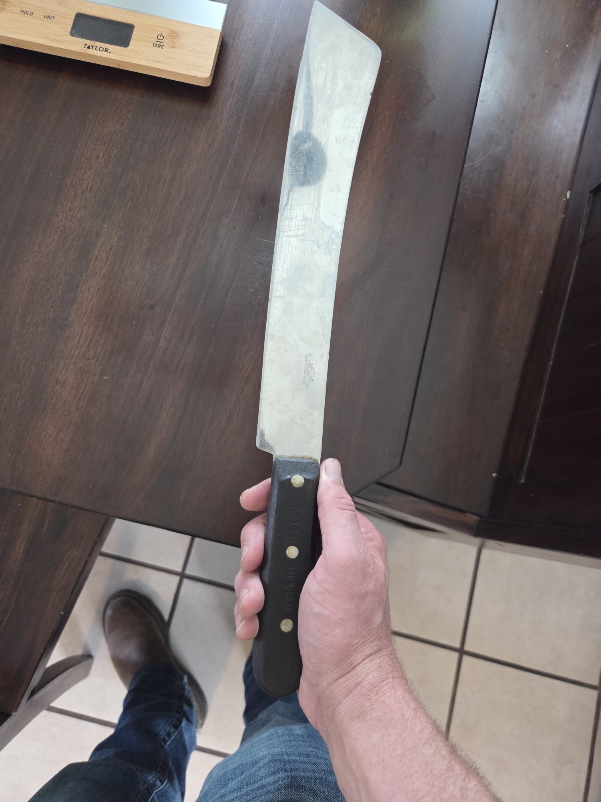 DEXTER S18912 KNIFE Butcher Tanto Carving Cleaver 12″ blade stainless USA vtg