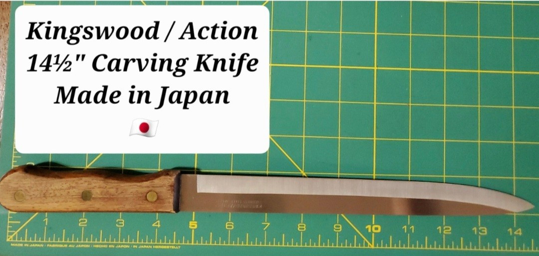 Kingswood 🔪 Action 14.5″ Stainless Steel Carving Knife Hardwood Handle Japan