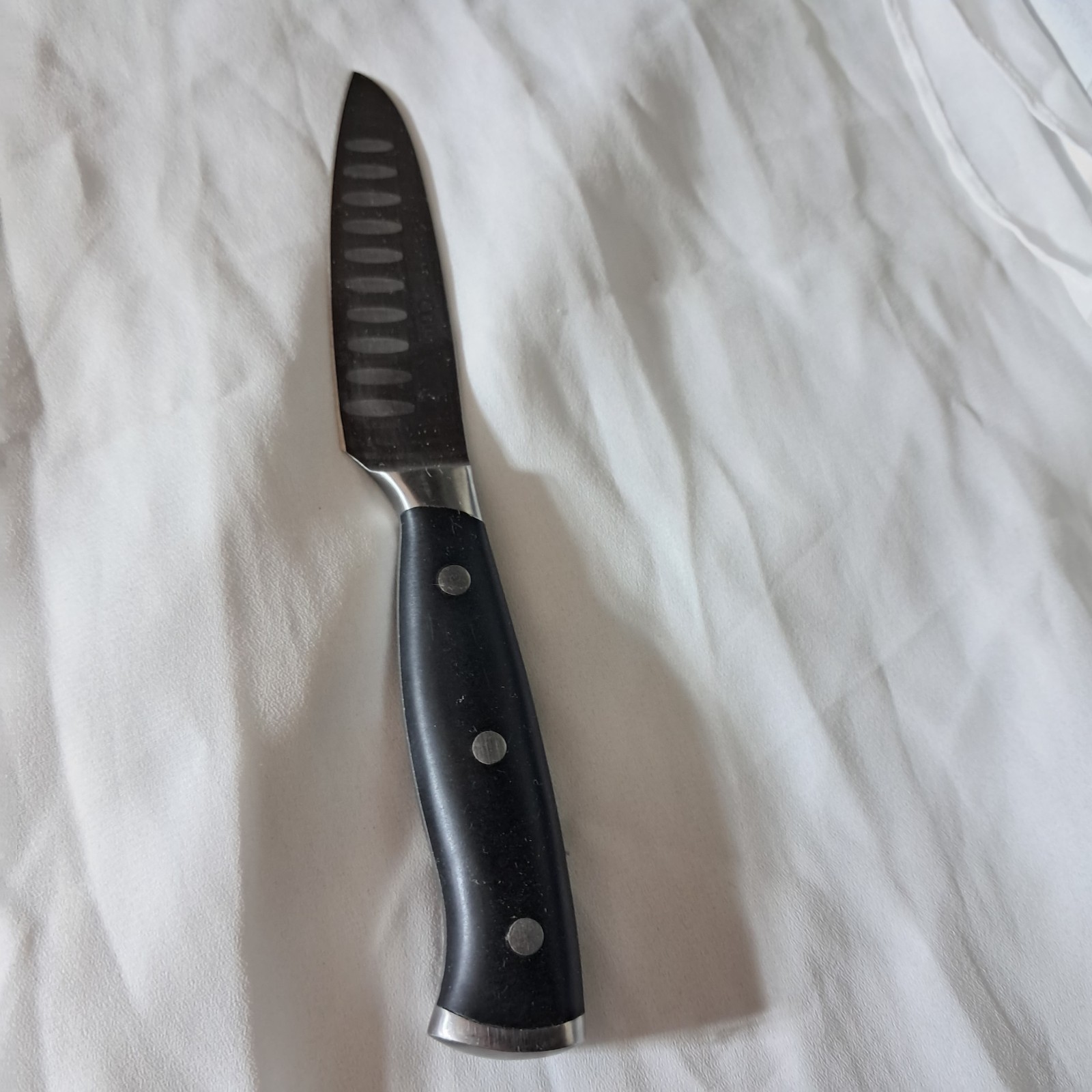 Cuisinart CLASSIC 3″ Santoku Knife STAINLESS Blade BLACK Handle w/ SILVER Cap