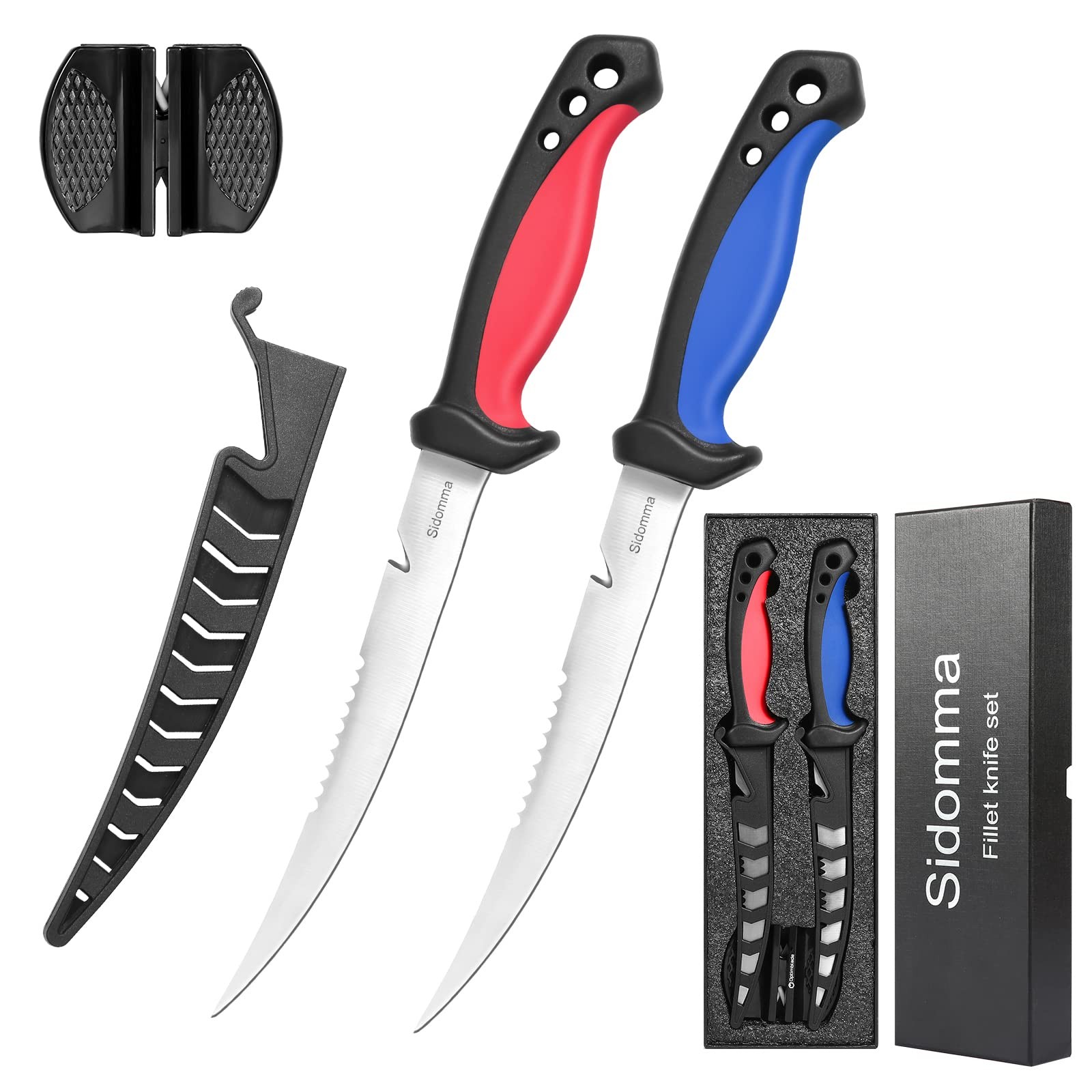 2 pcs Fishing Fillet Knife Set Stainless Steel 6.5 Inch Pro Fish Knife for Fi…