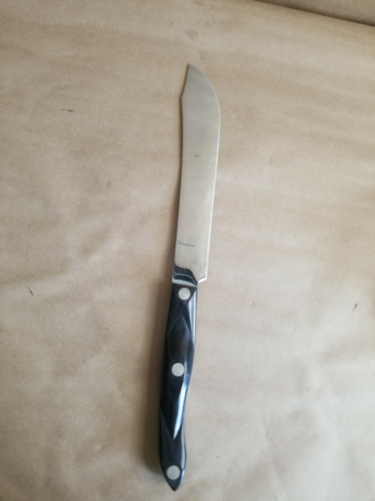 VTG 1989 CUTCO 1722 Butcher Knife Brown Orange Swirl 14″inches.