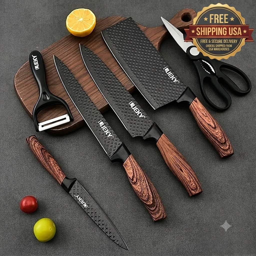 Professional 6 Piece Kitchen Chef Knife Set best gift box Ultra Sharp Stainless