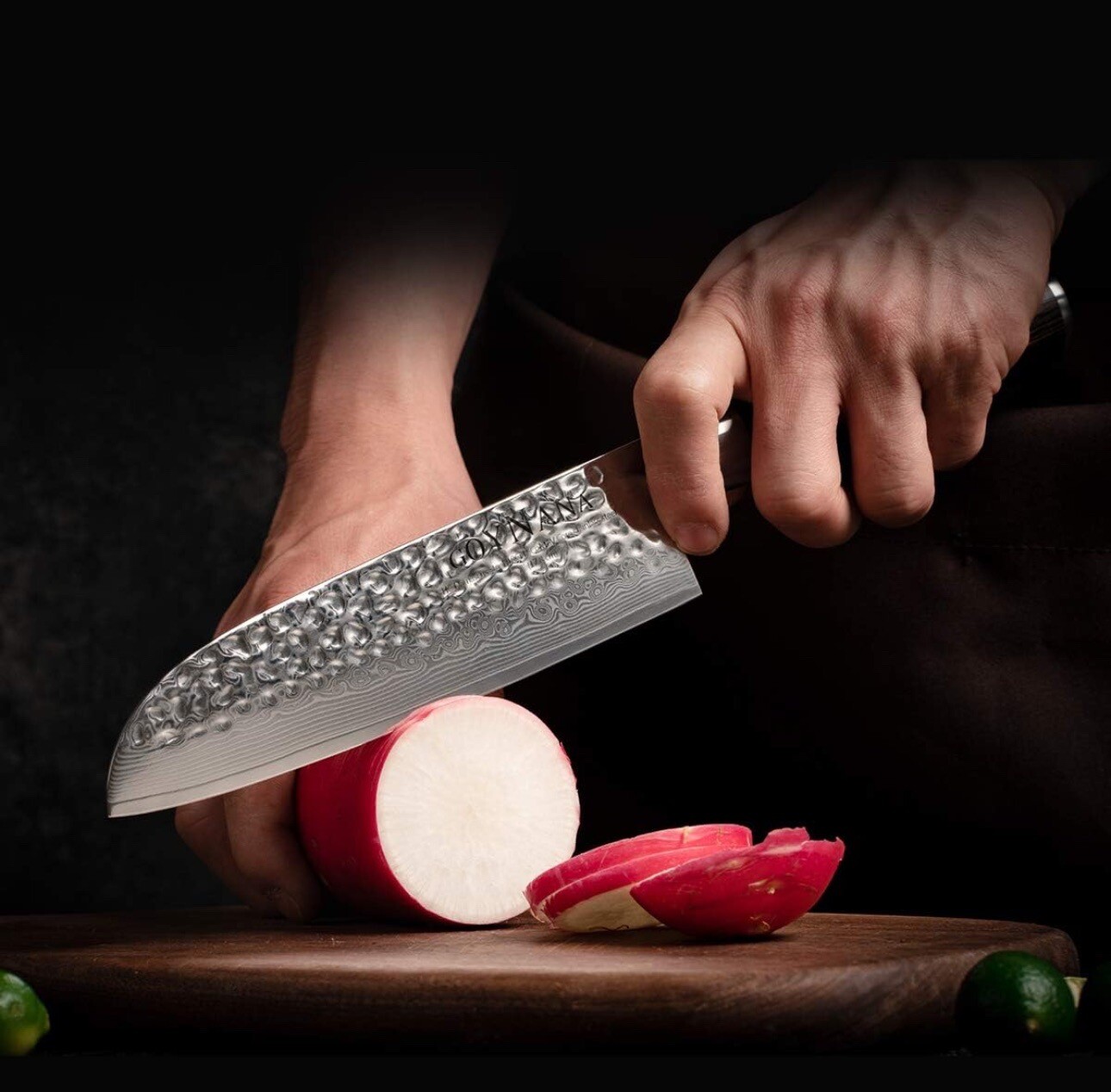 GOYNANA Luxury SANTOKU Knife 7 Inch Ultra Sharp And Non Stick Blade of Damascus