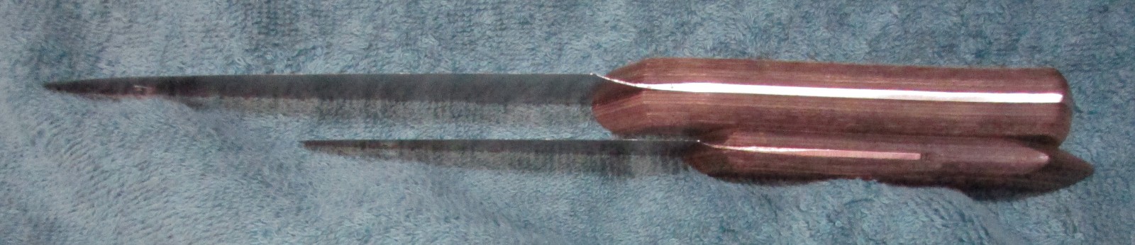 2 Vintage Round End MAC KITCHEN KNIVES Full Tang Rivet Wood Handles Made Japan