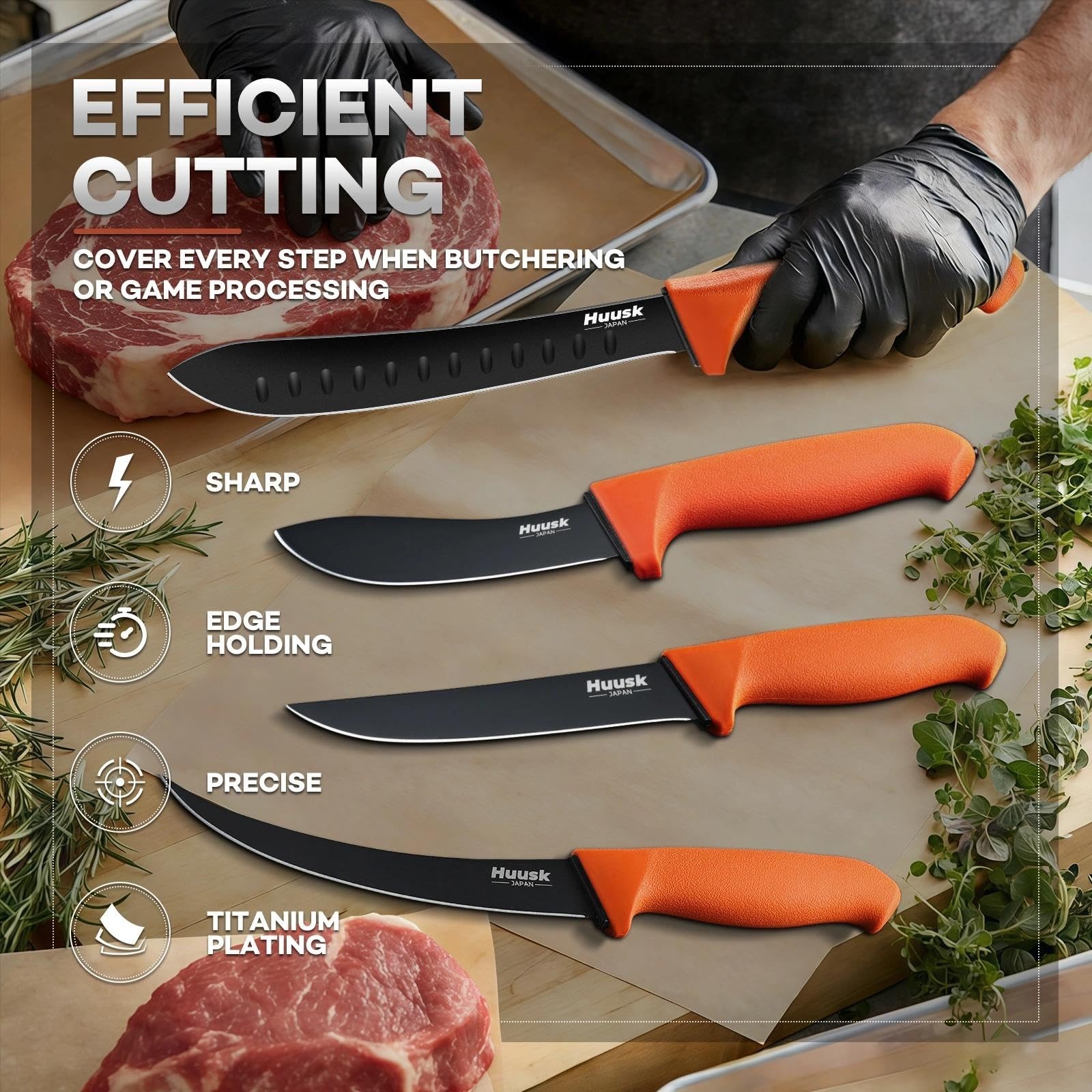 5pcs Professional Butcher Knife Set – German Stainless Steel Meat Processing Kit