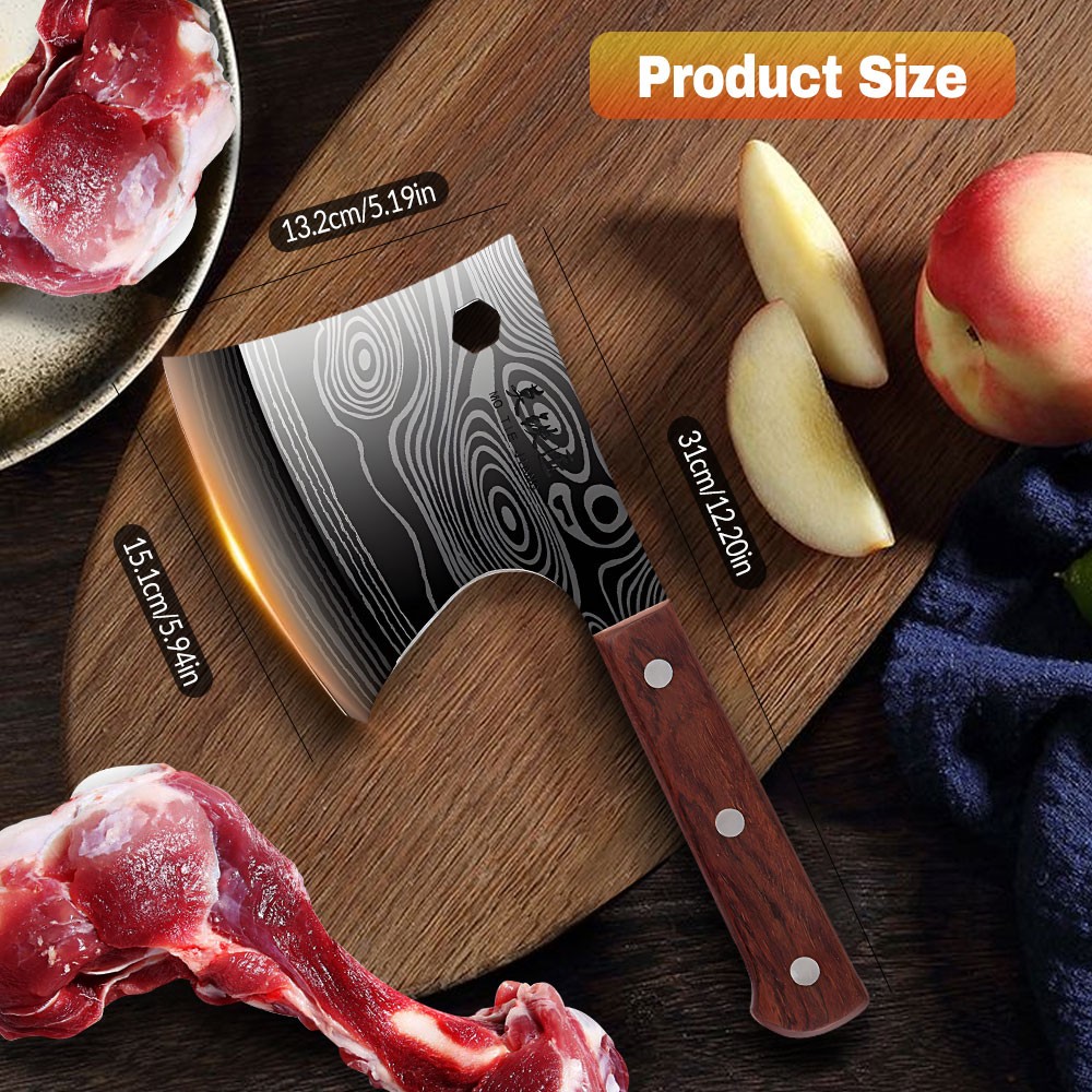 Meat Cleaver Butcher Knife Heavy Duty Stainless Steel Bone Chopper Cutting Axe