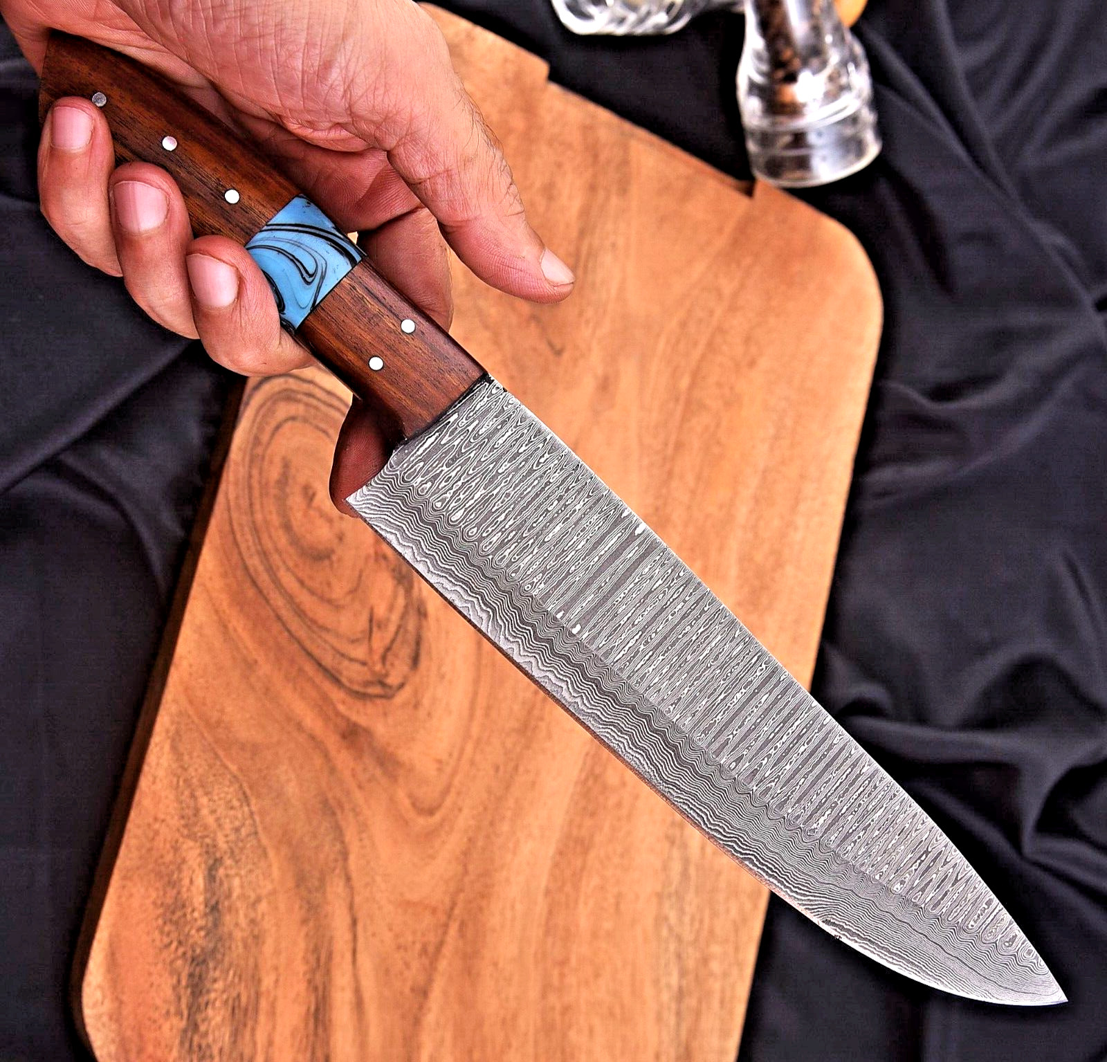 CUSTOM HAND MADE FORGED DAMASCUS STEEL BLADE KITCHEN UTILITY CHEF KNIFE 2073