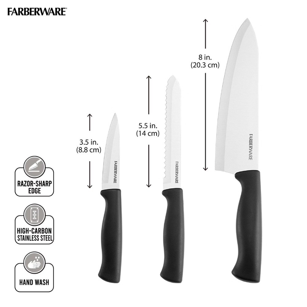 3 Piece Chef Knife Set: Stainless Steel Kitchen Knives